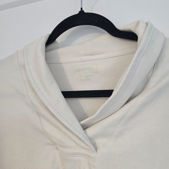 LL Bean Womens Cream Shawl Collar Long Sleeve Casual Top Shirt L REG - Picture 3 of 6